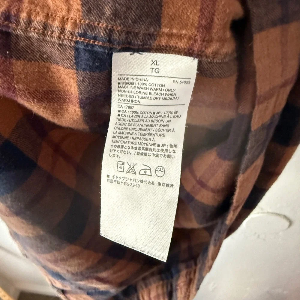 Banana Republic Men Lightweight Flannel Plaid Button Down Shirt XL Outdoor Cabin